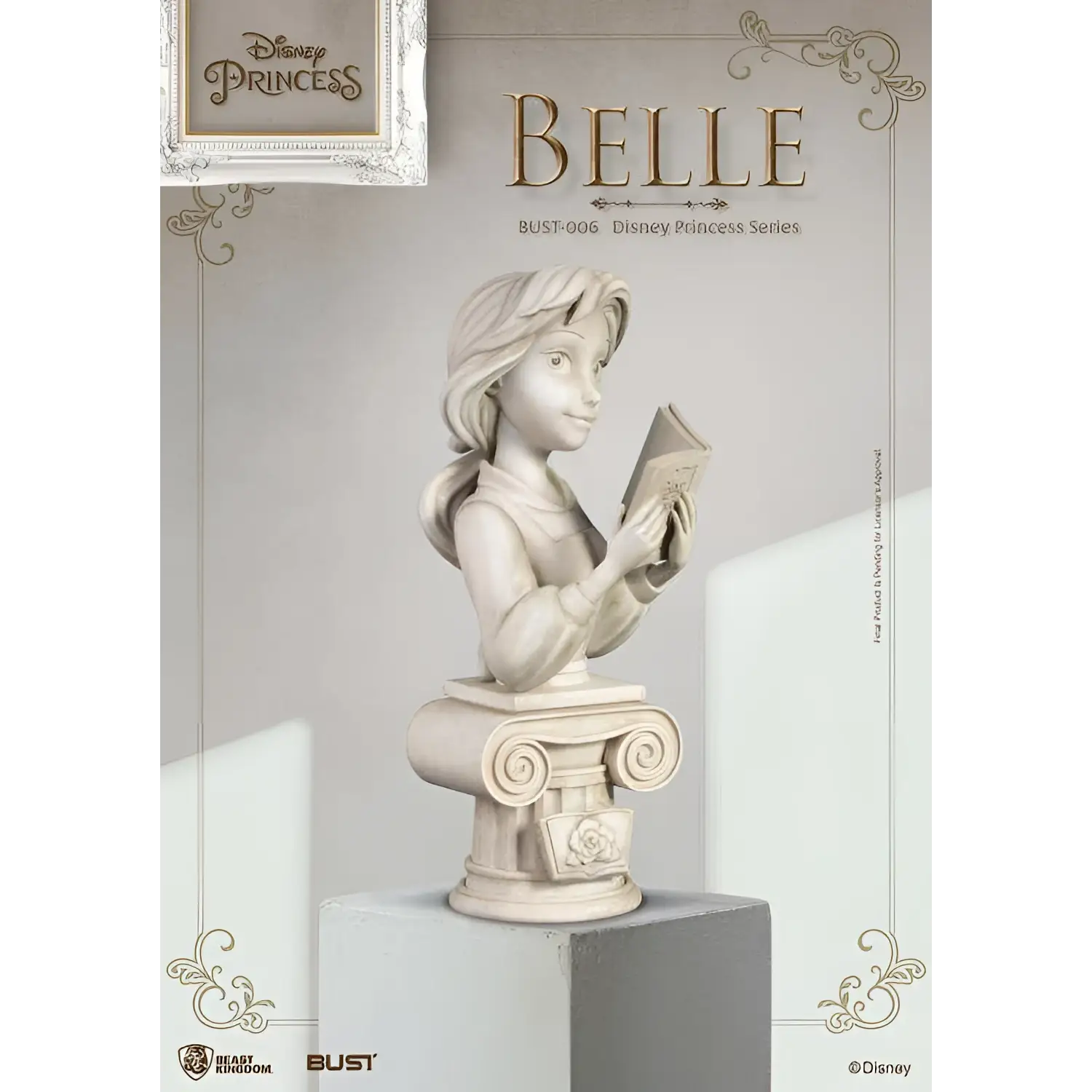 Beige resinbyst av Disney-prinsessan Belle, modell bust-006 av Beast Kingdom