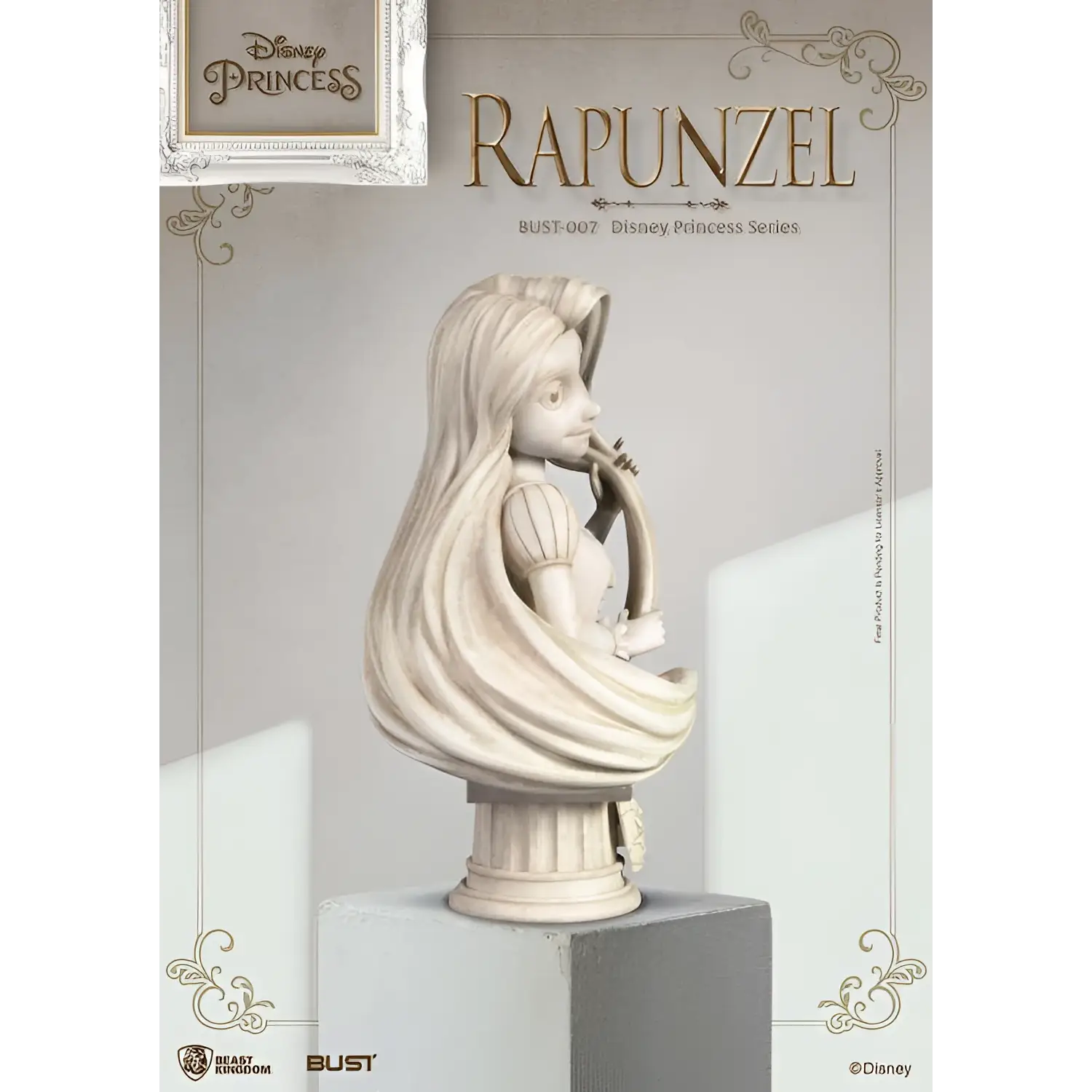 Disney Prinsessan Rapunzel busto i krämfärgad detaljerad skulptur
