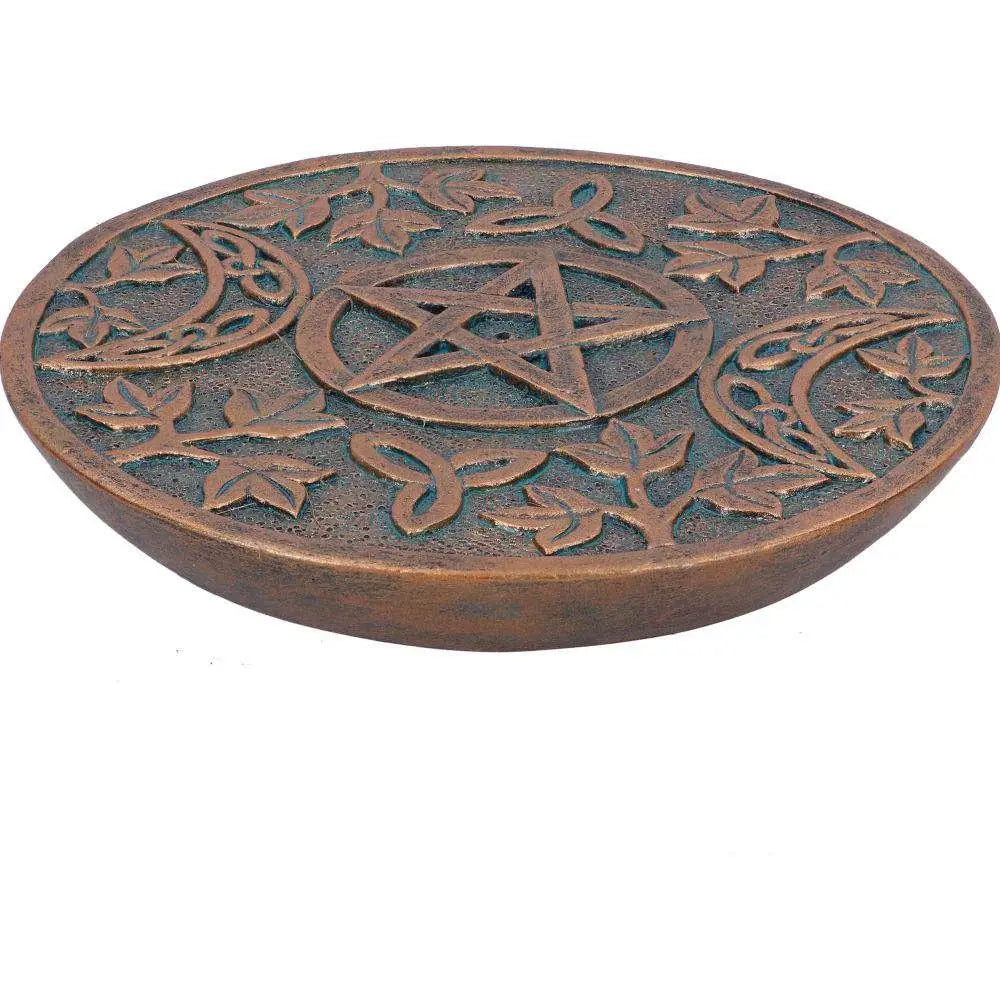 Divine Essence Wiccan incensebrännare i brons med keltiska knutar och pentagram