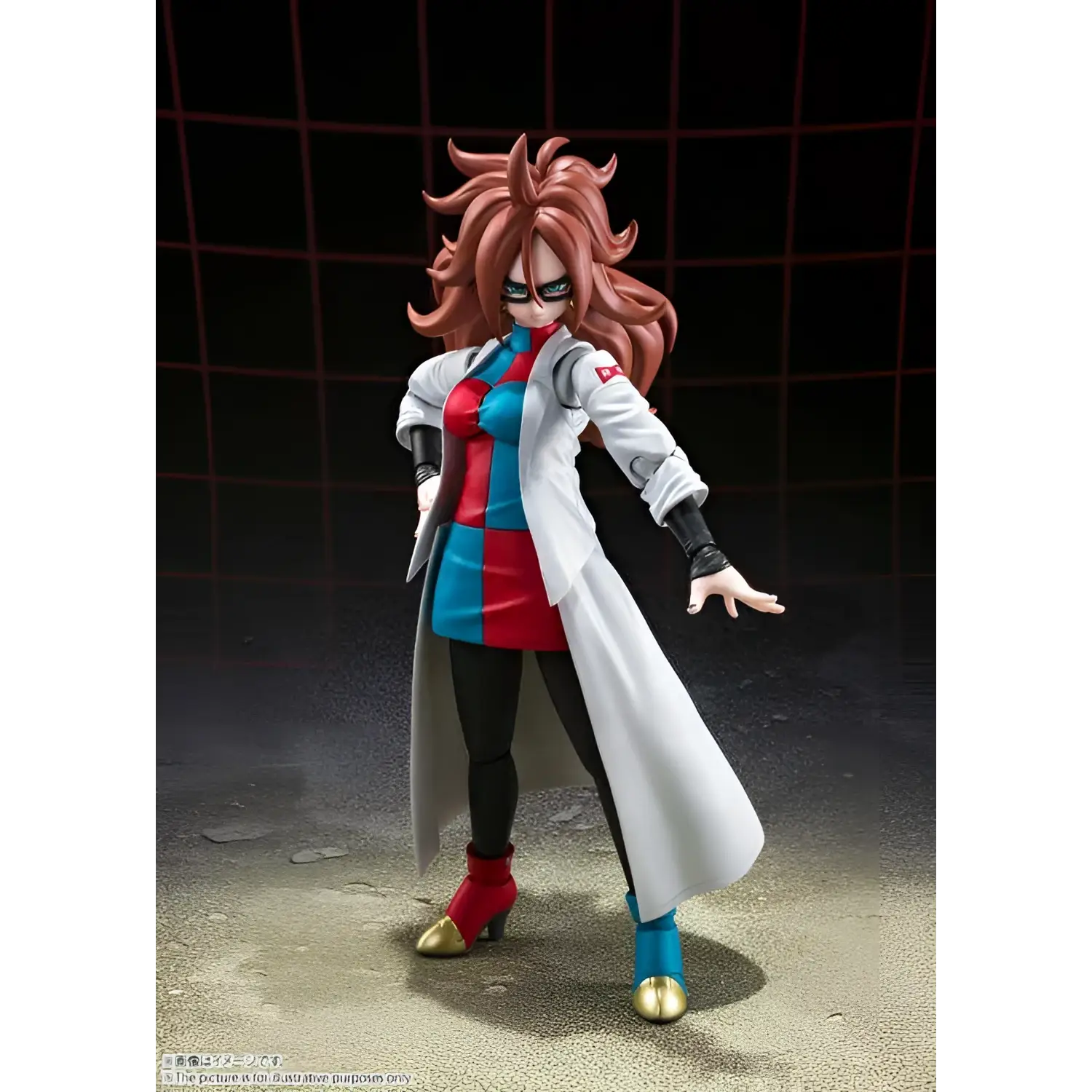 Detaljerad SH Figuarts-figur av Dragon Ball Android 21 i labbrock