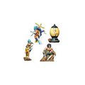 Gul äggformad lampa med svart topp och bas, ingraverad kattdesign, Dragon Ball Super Dracap Rebirth Power Mini-Figur (4)