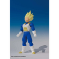 Blå och vit Saiyan-krigare Vegeta-figur med gyllene hår och detaljerad rustning