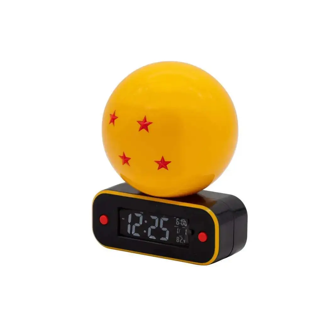 Gul sfärisk Dragon Ball Z med röd stjärna på svart-gul väckarklocka