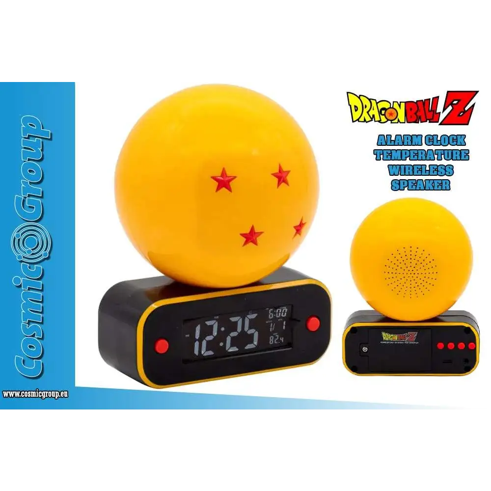 Gul Dragon Ball Z väckarklocka med röd stjärna och digital display