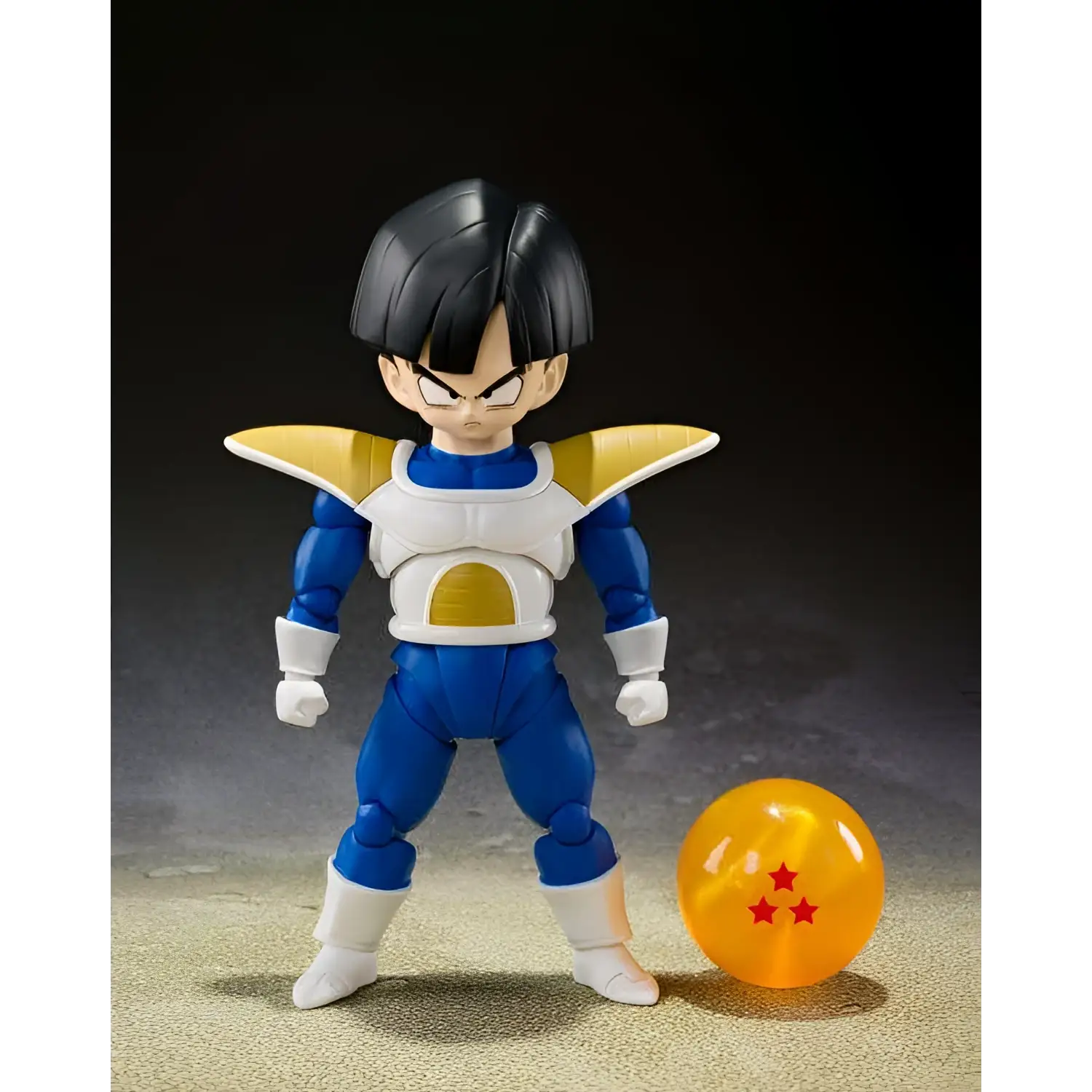 Dragon Ball Z Son Gohan Battle Cloth SH Figuarts i blå-vit saiynrustning med svart hår