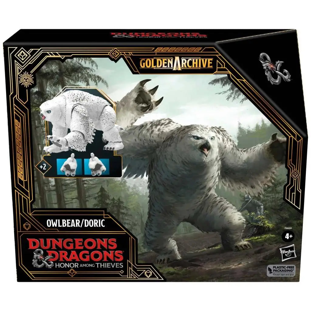 Vit och grå Owlbear/Doric-actionfigur från Dungeons & Dragons: Honor Among Thieves Golden Archive Collection