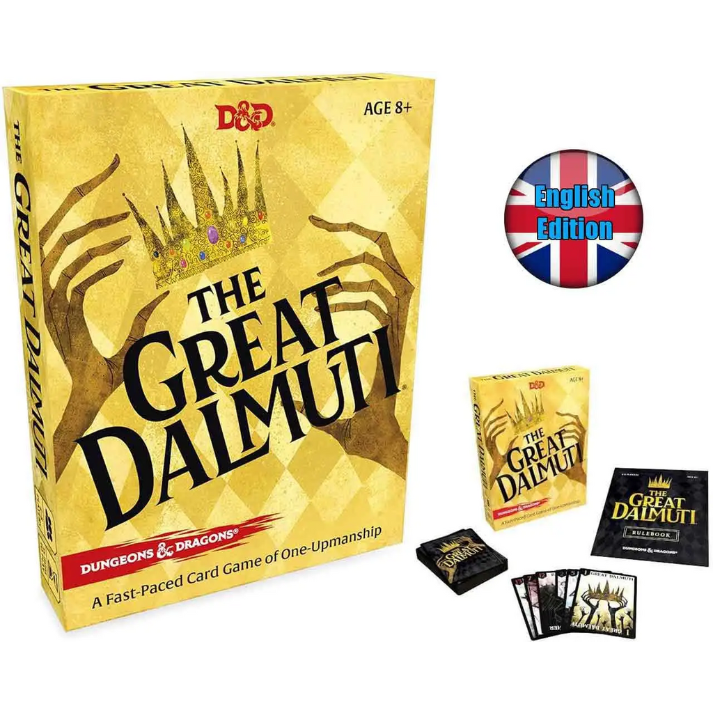 Dungeons & Dragons The Great Dalmuti gul gul kartonglåda med svartguld kronkonst