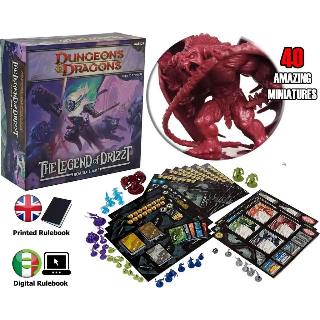 Röd plastminiatur av monster med flera lemmar och tentakler i Dungeons & Dragons: The Legend of Drizzt - Brädspel