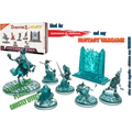 Translucid turkosa plastminiatyrer med spökefeel och bas för Dungeons & Dragons