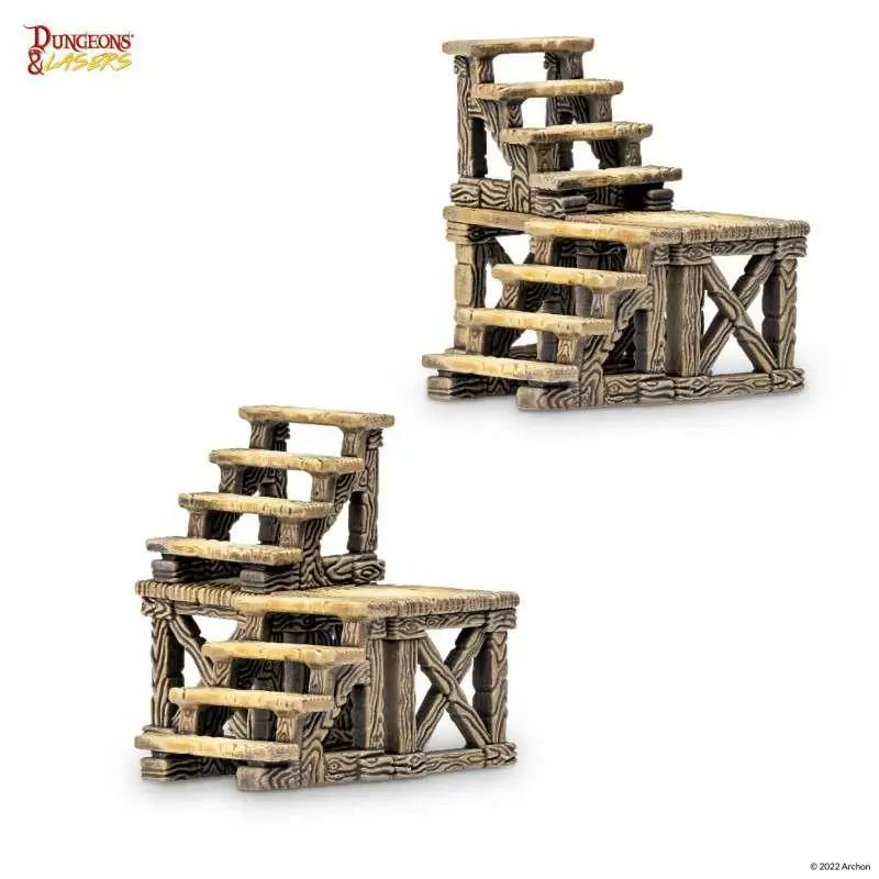 Rustic Dungeons & Lasers trappor i miniatyr med väderbiten textur