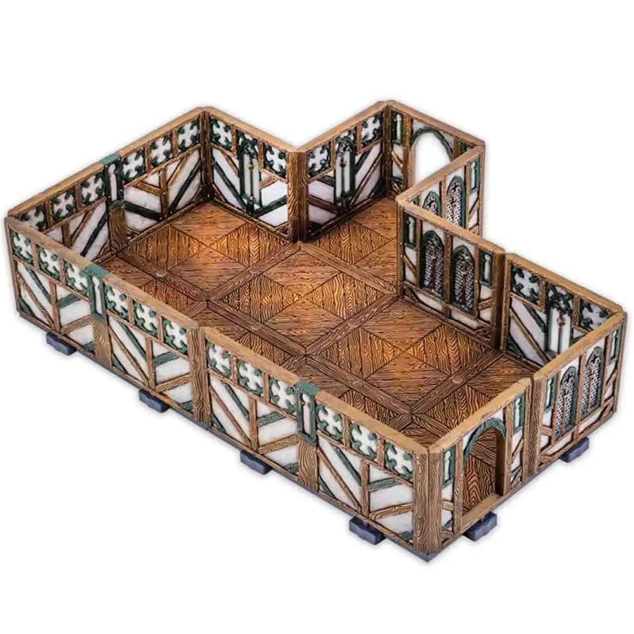 Detaljerad målad plastminiatyr av engelsk tudor-rum i Dungeons & Lasers - Tudor Mansion