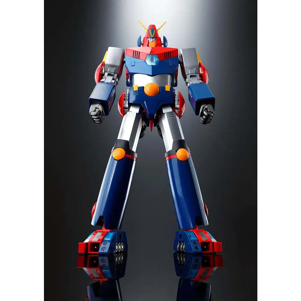 Blå och röd robotfigur Dx-03 Combatler V med silverdetaljer och orange leder