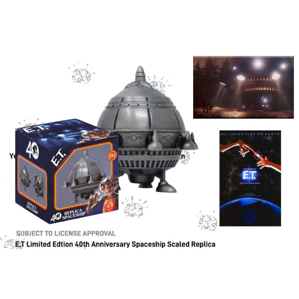 Grå metallisk E.T.-replik av rymdskepp, 40-årsjubileum limited edition modell
