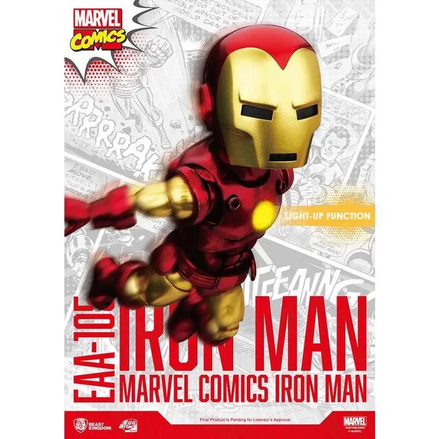 Röd och gul Iron Man actionfigur med upplyst funktion från EAA Classic