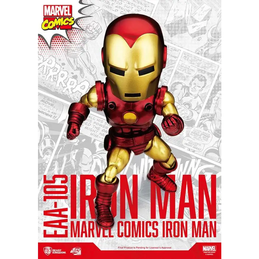 Chibi-stil Iron Man-figur i röd och guld med klassisk Marvel-design