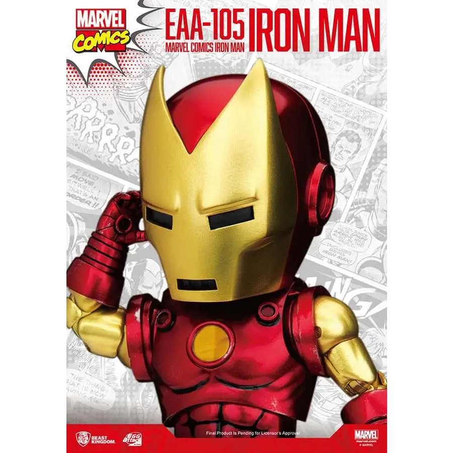 Röd och guld Marvel Comics Iron Man-figur med glansig finish, EAA Classic