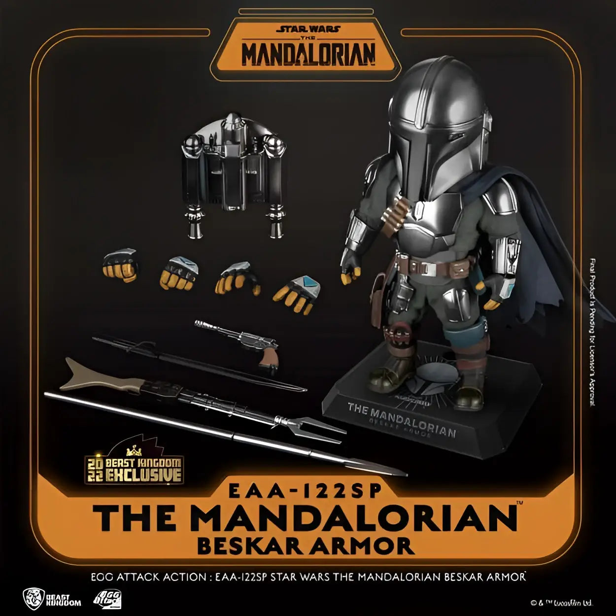 Egg Attack Mandalorian beskar rustning actionfigur i silver och svart