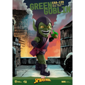 Egg Attack Marvel Comics Green Goblin-figur med grön hud, lila huva och mantel, svarta stövlar och pumpabombe