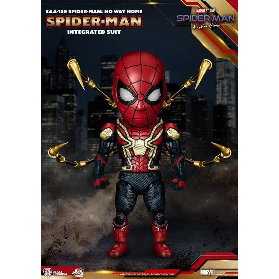 Röd och gul Spider-Man-figur i integrerad dräkt med ledade lemmar
