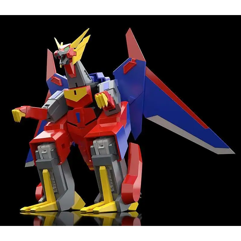 Röd, blå och gul robotmodell Energy Bomb Gambarug Gekiryuger MODEROID med vinklad rustning och vingliknande bilagor