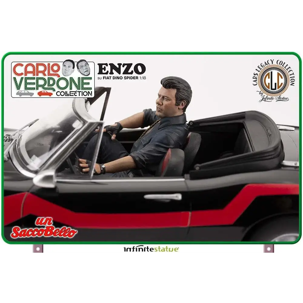 Svartröd 1:18 diecast-modell av Enzo Su på Fiat Dino Spider från Carlo Verdone-samlingen