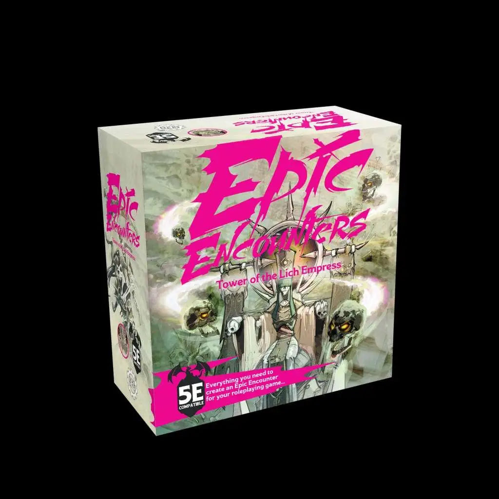 Epic Encounters: Tower of Lich Empress box med rosa text och fantasykonst
