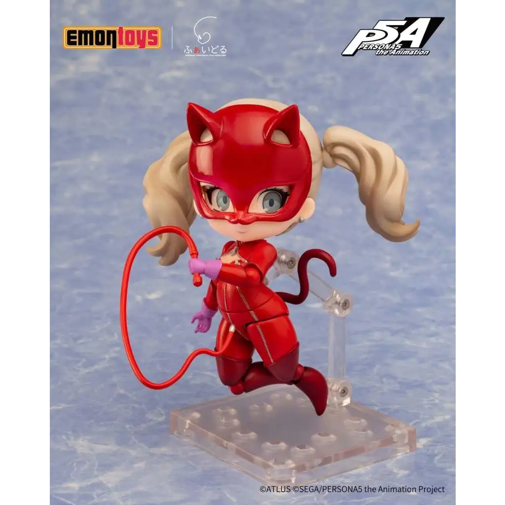 Röd katt-tema actionfigur av Takamaki Ann från Persona 5, i glansig röd dräkt