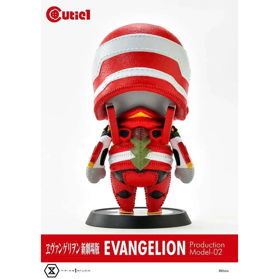 Röd-vit randig vinylfigur av Evangelion Unit-02, texturerad samlarfigur
