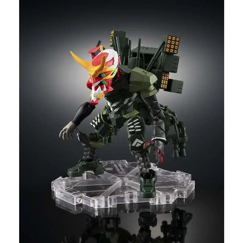 Evangelion 3.0+1.0 EVA-02 NXEdge figur med grön och röd rustad robot på klar bas