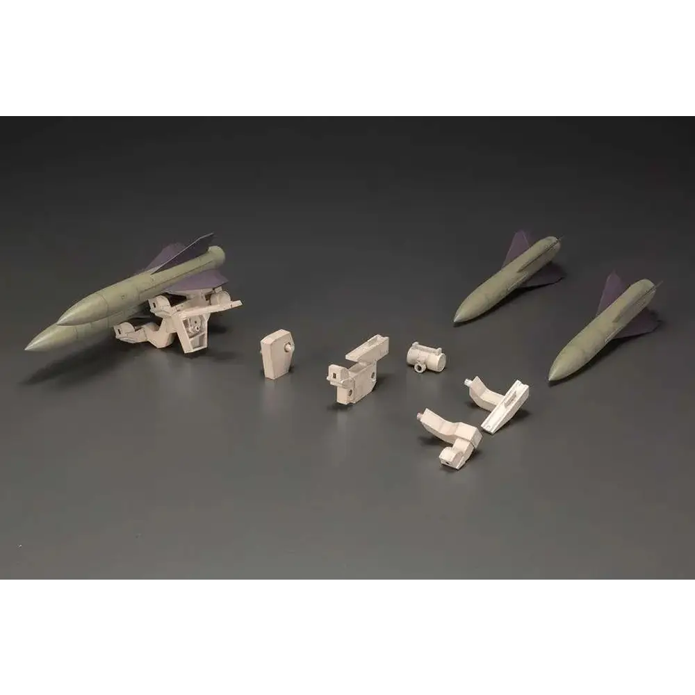 Grå missilmodell med lila fenor och vita monteringsdelar för Extend Arms 07