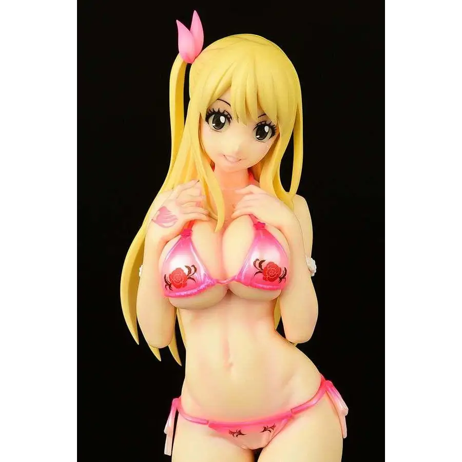 Rosa bikini med rosbroderi och blommönster, Lucy Heartfilia, MaxCute