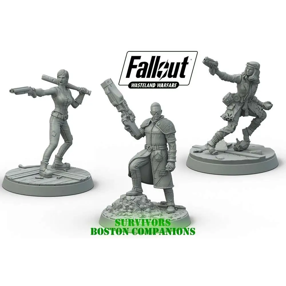 Fallout: Wasteland Warfare - Boston Companions Set med grå plastfigurer
