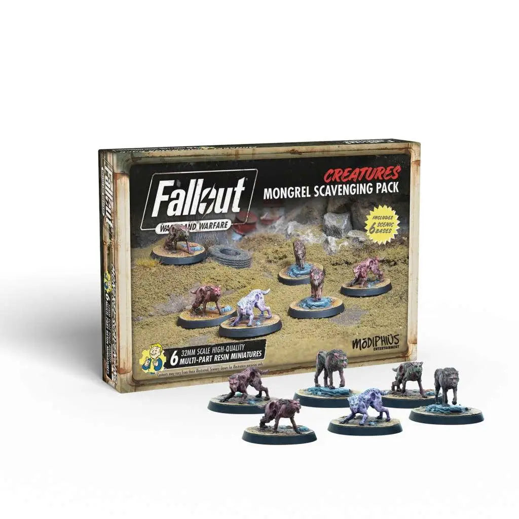 Fallout Wasteland Warfare mongrel scavenging pack med sex resinfigurer