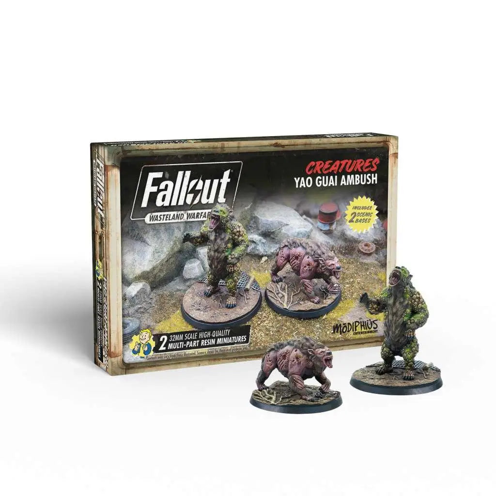 Fallout Yao Guai Ambush Edition: två detaljerade 32 mm resinminiatyrer av mossiga varelser