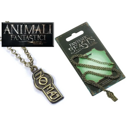 Antik bronsfärgad metallhalsband med rektangulär Nova-pendant, Fantastic Beasts No-Maj