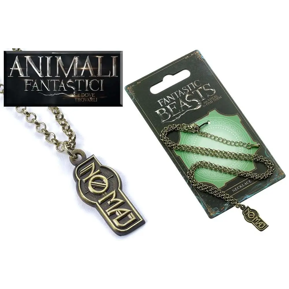 Antik bronsfärgad metallhalsband med rektangulär Nova-pendant, Fantastic Beasts No-Maj