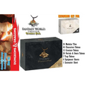 Svart och guld fantasivärld skapare skattpaket låda med gyllene örn på skattkulle
