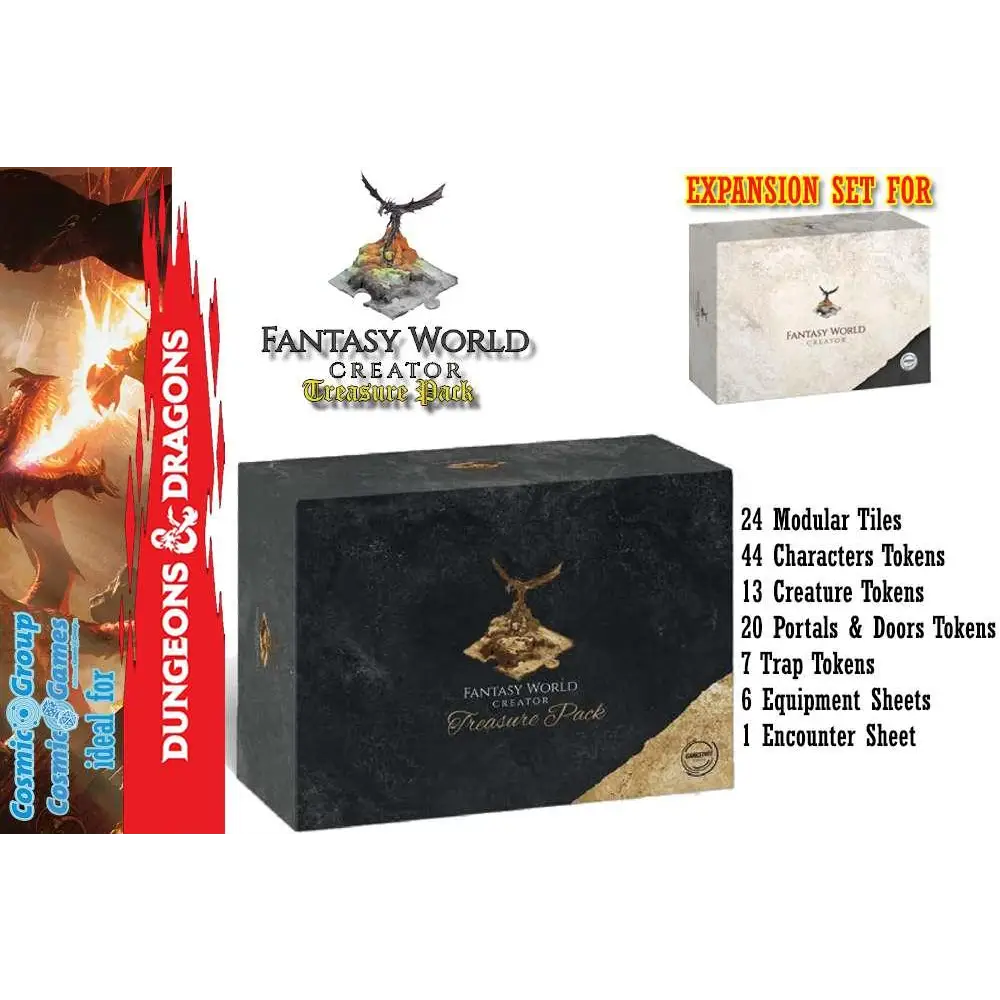 Svart och guld fantasivärld skapare skattpaket låda med gyllene örn på skattkulle