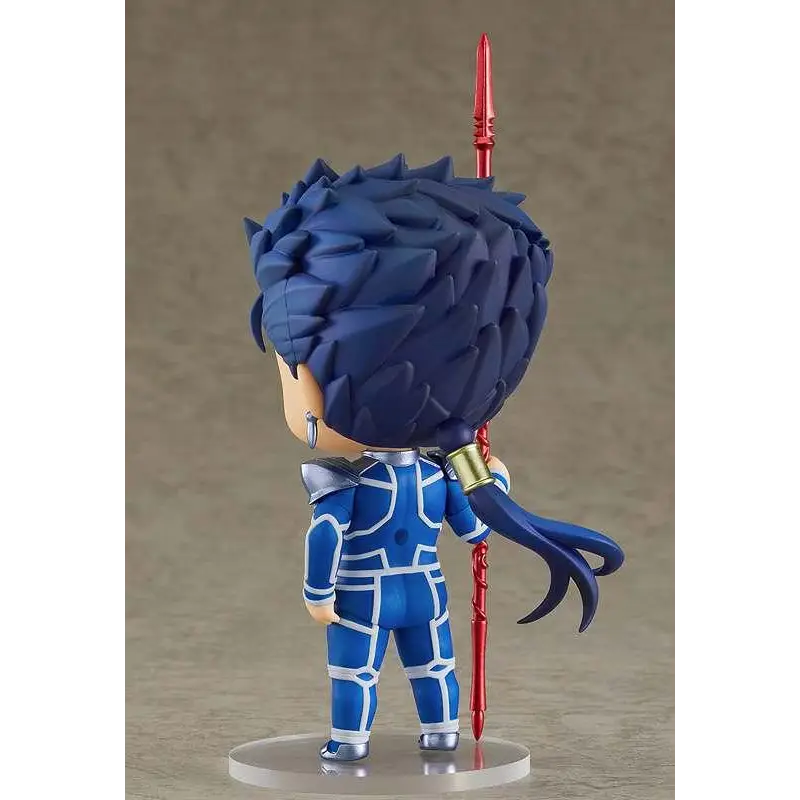 Nendoroid Cú Chulainn Lancer: blå rustad figur med spikig blå hår och röd spjut