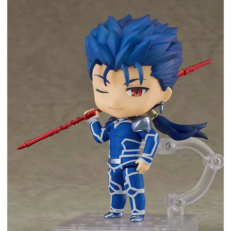 Nendoroid Cú Chulainn Lancer-figur med blå spretthår och röd spjut