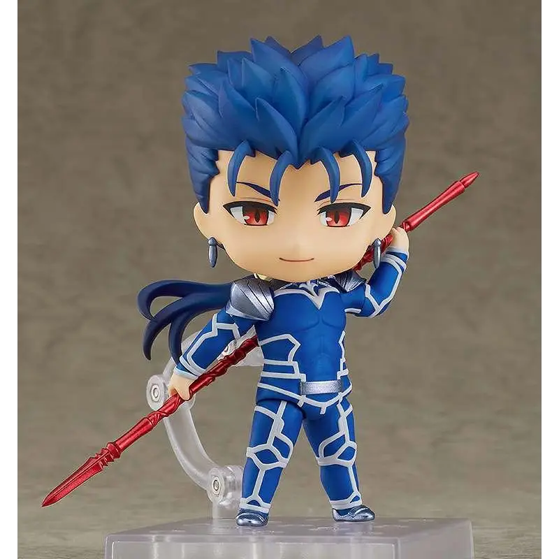 Nendoroid Cú Chulainn Lancer: blå spikig chibi i blå silverrustning med röd spjut