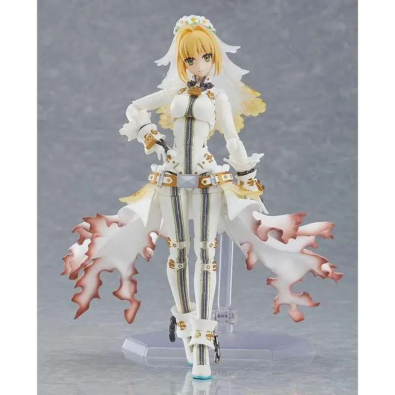 Vit och guld rustad figur av Saber Nero Claudius Bride Figma med koralliknande utskott