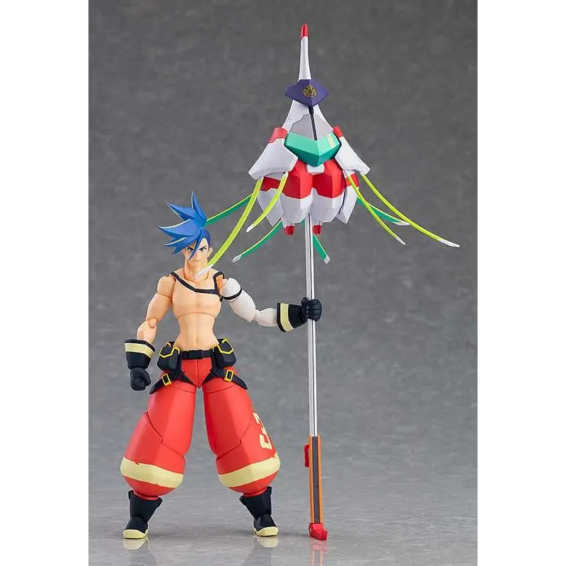 Figma Galo Thymos actionfigur från Promare med blå hår och stav