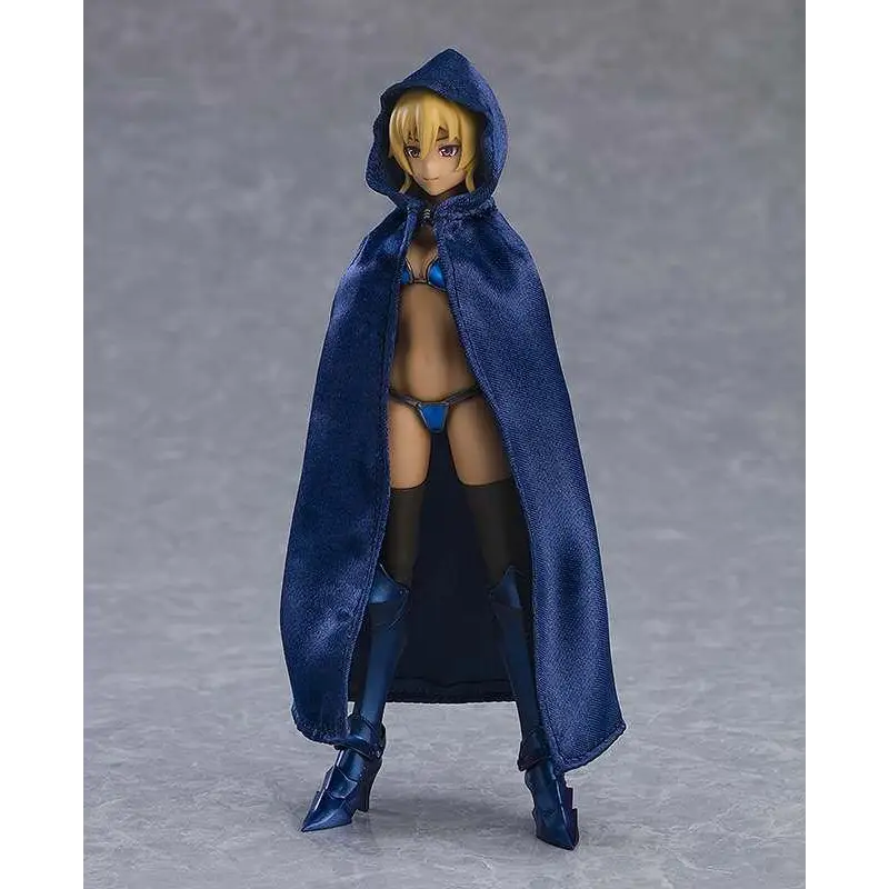 Figma Makoto i veteranbikinin rustning med blå sammetshuva, blond hår och blå lingerie
