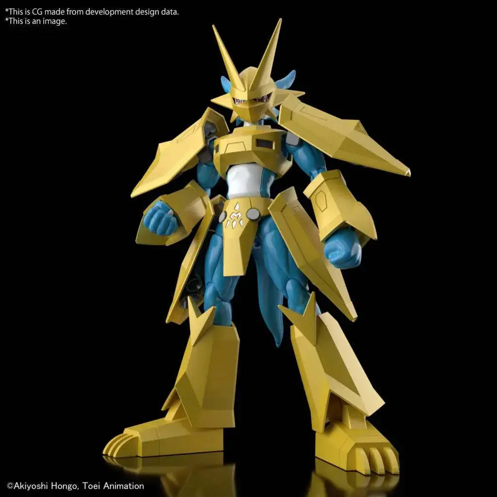Guld- och blå rustad robotfigur Magnamon från Figure Rise Digimon
