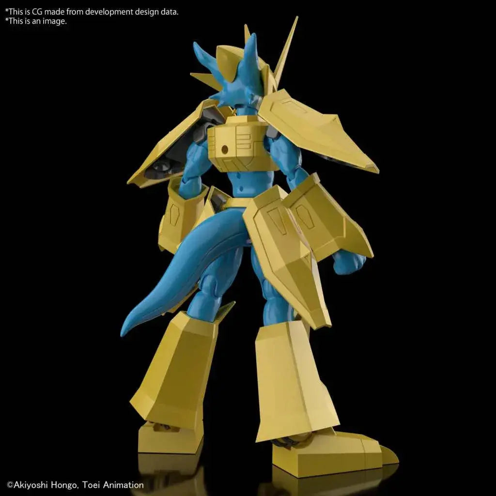 Blå och gul rustad Magnamon-robot från Figure Rise Digimon