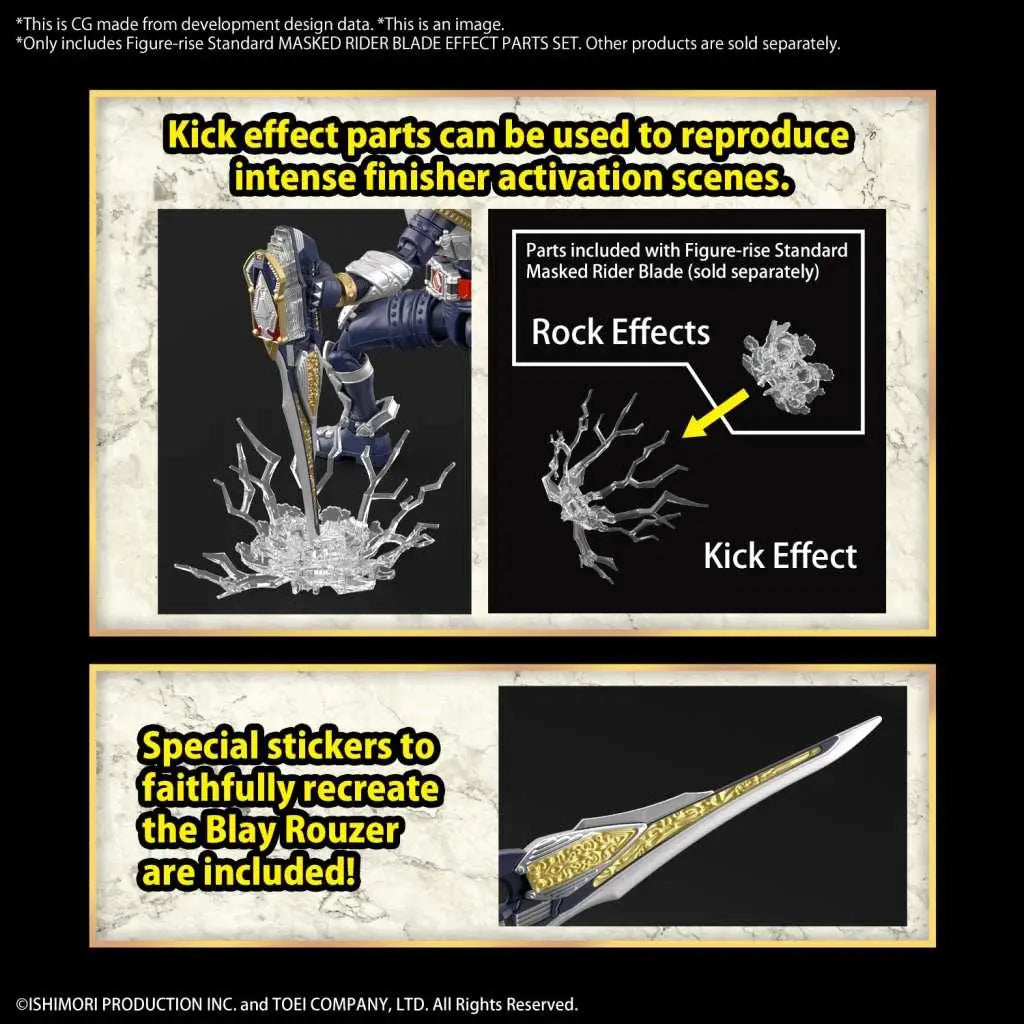 Klar, intrikat detaljerad sten-effekt tillbehör för Figure-rise Standard Masked Rider Blade-actionfigur i Figure Rise Masked Rider Blade EF PT Set