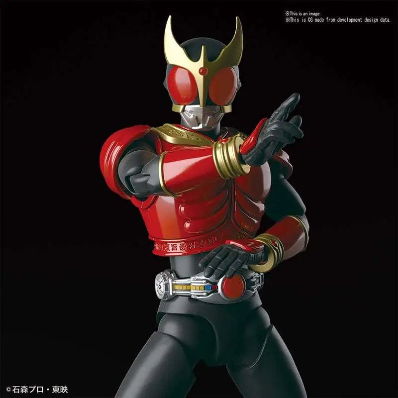 Röd och svart Kamen Rider Kuuga actionfigur med gulddetaljer och detaljerad hjälm