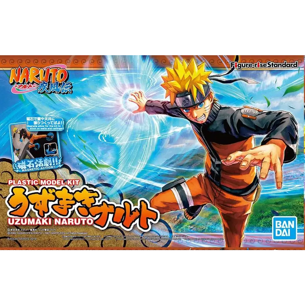 Figure Rise Naruto Uzumaki MK-modell med orange-svart klädsel, pannband och magnetiska detaljer