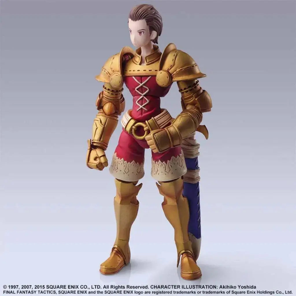Guldpantrad Delita Heiral-figur i rött korsett och shorts från Final Fantasy Tactics Bring Arts